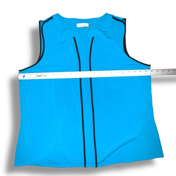 CALVIN KLEIN Split V-Neck Trim Sleeveless Top Tank - Teal Plus 1X - Picture 7 of 12